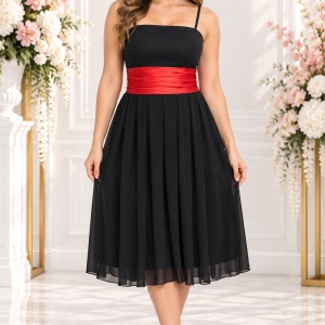 Rochie in nuanta de negru-rosu, design interesant modern