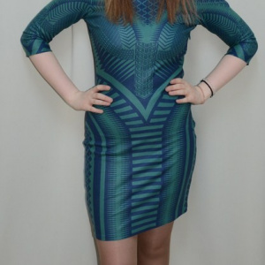 Rochie la moda si mulata, nuanta de turcoaz, design interesant - Img 2
