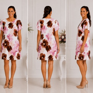 Rochie Lejeră de Vară cu Mânecă Scurtă , Pudra - Img 2