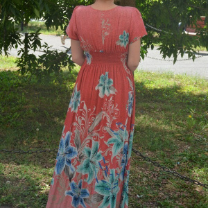 Rochie lejera, de vara, lungime maxi, culoare corai - Img 5