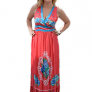 Rochie lejera, de vara, lungime maxi, culoare rosie