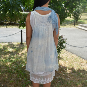 Rochie moderna cu dantela, alba, model casual cu lungime medie - Img 6