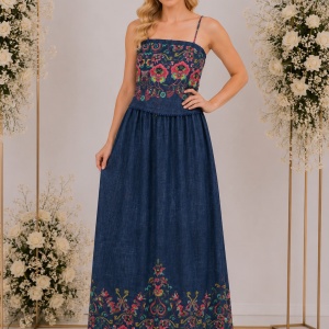Rochie moderna de nuanta bleumarin, design cu aspect de blug