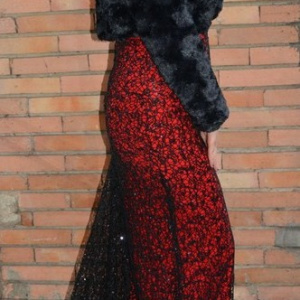 Rochie moderna de seara, de culoare rosie, model lung cu trena - Img 7