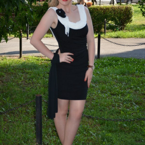 Rochie rafinata, conica, culoare negru-alb RO-357-AL - Img 3