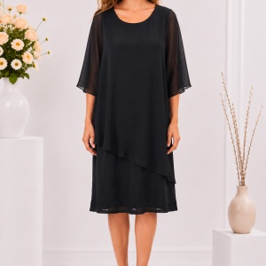 Rochie rafinata Esmeralda din voal,nuanta de negru