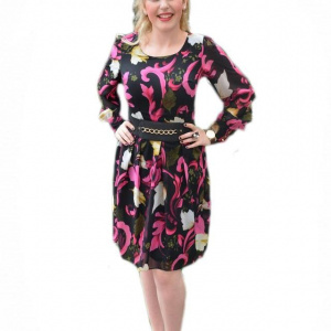 Rochie rafinata ,multicolora cu centura neagra - Img 1