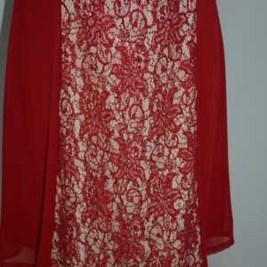 Rochie rafinata, nuanta marsala, decolteu in V, dantela fina - Img 4