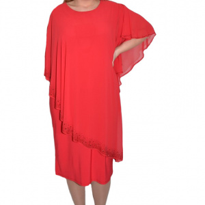 Rochie rosie Singrid cu aplicatii de strasuri - Img 1