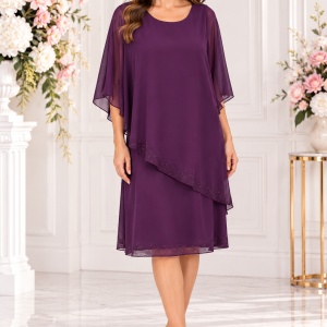 Rochie Rut cu aplicatii de strasuri,nauant de mov