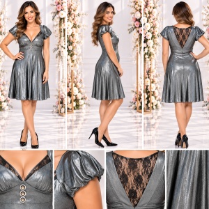 Rochie scurta de ocazie de culoare argintie - Img 2