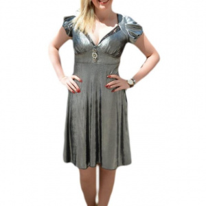 Rochie scurta de ocazie de culoare argintie - Img 1