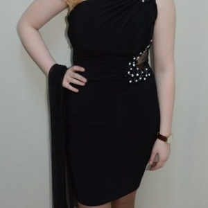 Rochie scurta de seara, culoare neagra, cu design de margele - Img 2