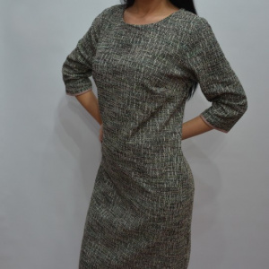 Rochie scurta de zi cu design multicolor si maneca trei-sferturi - Img 6