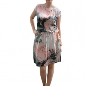 Rochie tinereasca cu imprimeu rafinat, model scurt cu croi lejer - Img 1