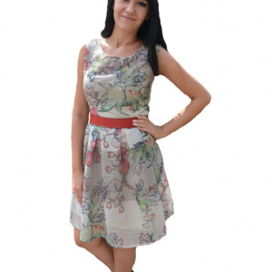 Rochie tinereasca de zi, cu croiala evazata si design multicolor - Img 1