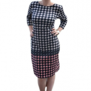 Rochie trendy cu croi clasic, cu buline de culoare negru-crem - Img 1