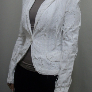 Sacou cazual, modele atipice, design special, culoare alb - Img 2