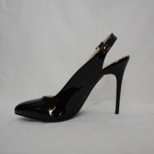 Sanda casual-elegant cu toc inalt, de culoare neagra, lucioasa - Img 8