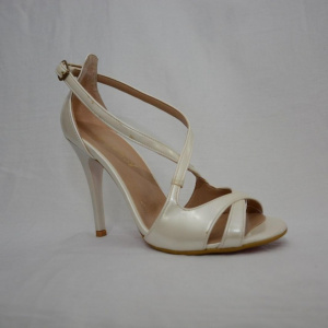 Sanda de culoare ivory, din piele ecologica cu aspect lucios - Img 7