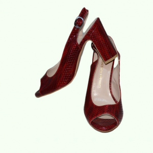 Sanda simpla cu model clasic de bareta, piele lacuita marsala - Img 4