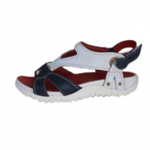 Sanda trendy de nuanta alb-bleumarin-rosu, cu talpa joasa - Img 1