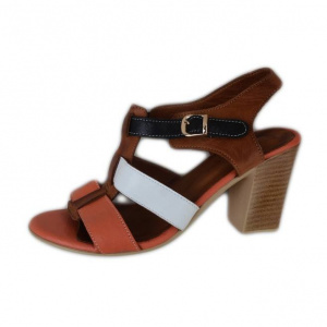 Sandale casual, din piele naturala, cu toc de 8 cm - Img 1