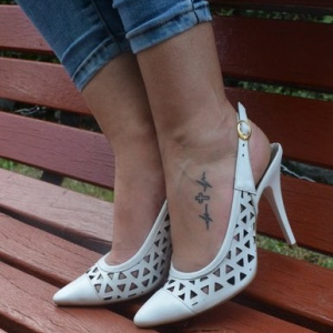 Sandale elegante , stiletto, din piele naturala perforate, de culoare alba - Img 4