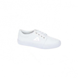 Tenis clasic din material de panza alb cu talpa flexibila, joasa - Img 1