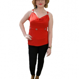 Top fashion, culoare rosie, model casual-elegant, masura mare