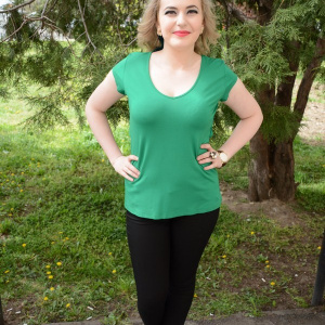 Tricou tineresc, lejer si comod, nuanta de verde, design simplu - Img 2