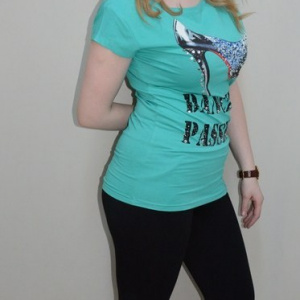 Tricou tineresc, model lung, culoare turcoaz cu design deosebit - Img 3