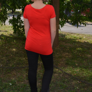 Tricouri casual, decolteu rotund, de culoare rosii - Img 4