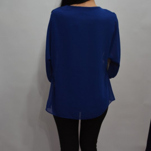 Bluza albastra cu imprimeu de flori si strasuri, model pentru ocazii - Img 7