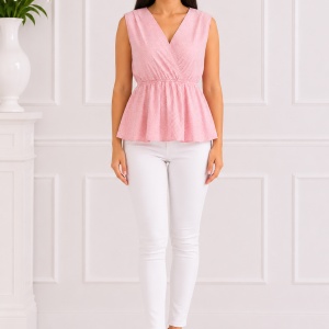 Bluza casual, cu dungi fine rosu-alb