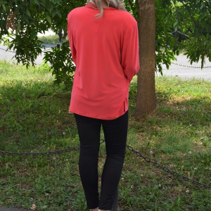 Bluza casual, de culoare corai, cu inserti de dantela - Img 5
