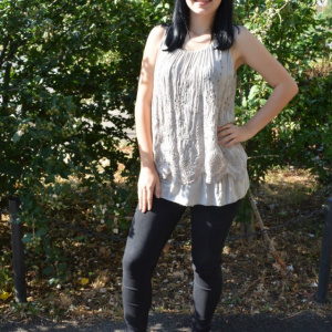 Bluza casual, kaki, fara maneca cu broderie deosebita florala - Img 5