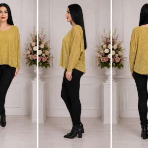 Bluza cazual cu imprimeu floral de culoarea galben - Img 3