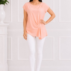 Bluza comoda cu design simplist, de culoare piersica, maneca scurta