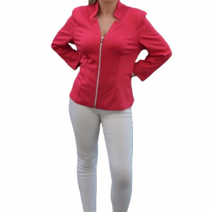 Bluza cu maneca lunga de culoare roz, tip sacou cu fermoar - Img 1