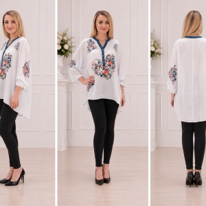 Bluza dama Clara,modele painted,nuanta de alb - Img 2