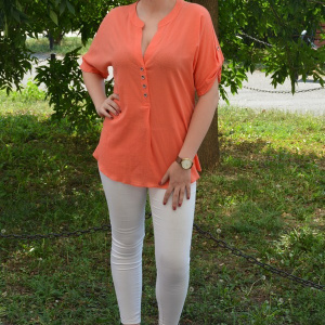 Bluza de culoare portocalie, cu maneci cu lungime ajustabila - Img 6