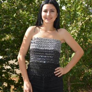 Bluza de ocazie, nuanta de negru-gri, cu paiete deosebite aplicate - Img 4