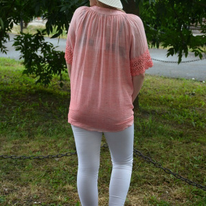 Bluza deosebita de culoare corai, masura mare, cu design brodat - Img 4