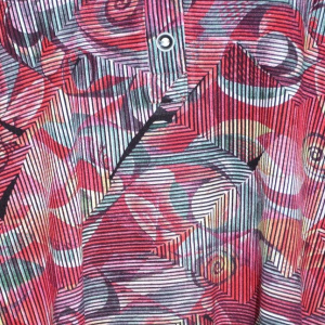 Bluza lejera de zi, model multicolor abstract cu nasturi, in nuanta de rosu - Img 2