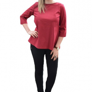 Bluza marsala cu maneca trei-sferturi si cu aspect usor evazat - Img 1