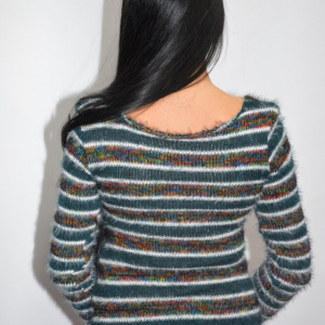 Bluza tricotata,model multicolor ,nuanta de verde - Img 8