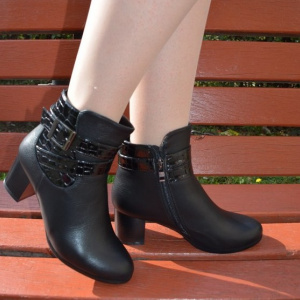 Botina casual de culoare neagra din piele ecologica captusita - Img 2