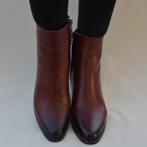 Botina comoda cu toc gros si design in degrade, nuanta marsala - Img 3
