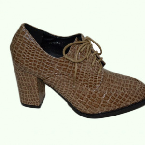 Botina scurta, culoare maro, cu siret reglabil si design stone - Img 2